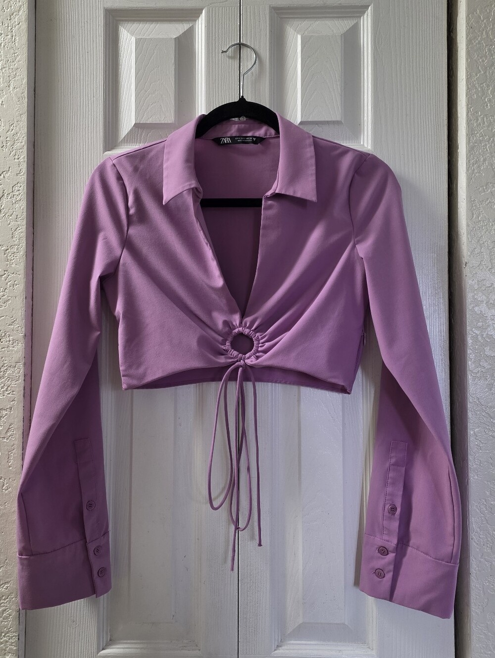 Zara Lilac Drawstring Crop Blazer S